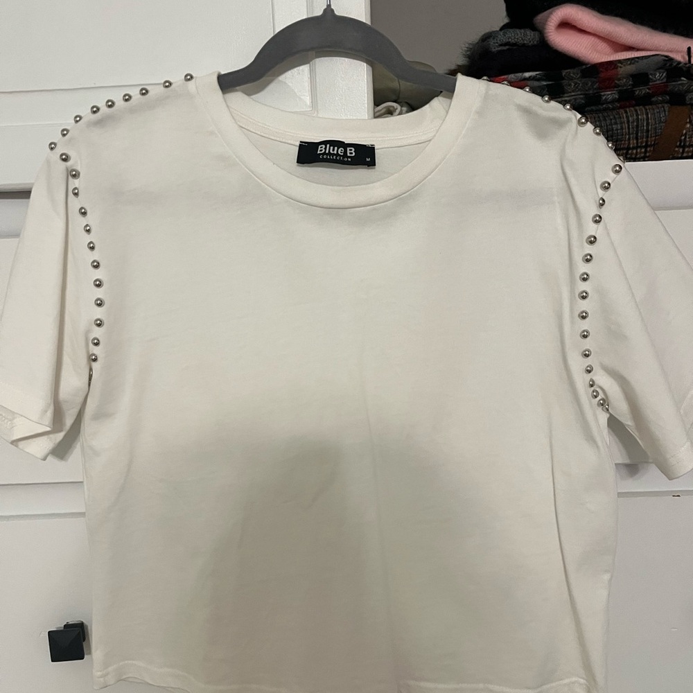 Women's Cream Studded Top